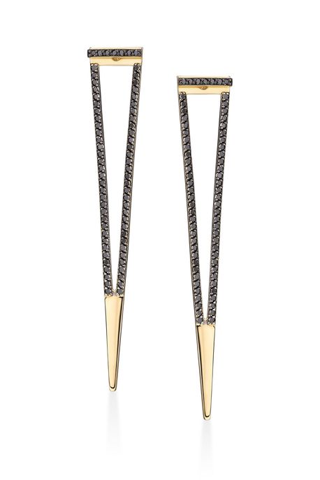 Brinco Vitral Milao Glam Ouro Amarelo Com Diamante Black - U