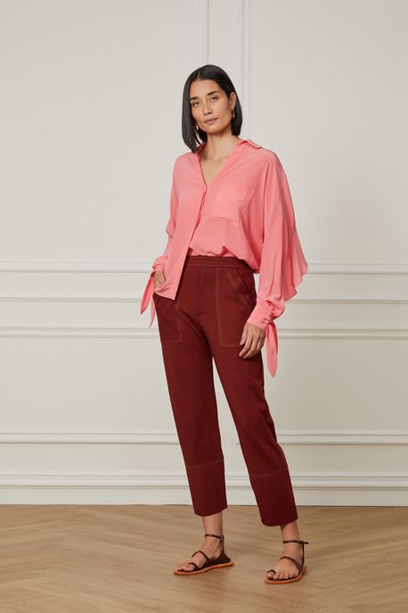 Camisa Babados Pink Neon Rosa Neon - 36