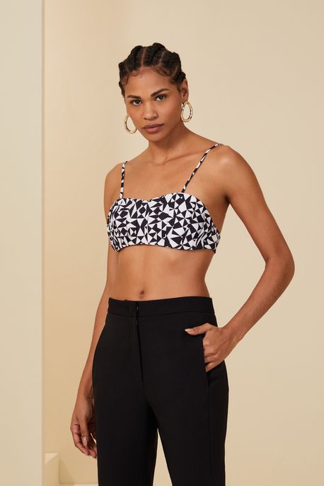 Top De Algodão Estampado Com Pregas Est Geo Palafita Kirli p - 40