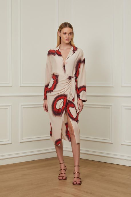 Saia Pareô De Seda Estampada Est Portal Bolas Whitecap - 34