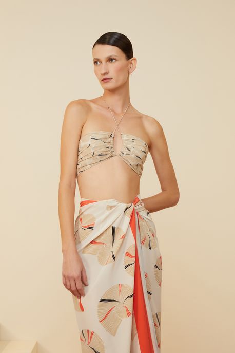 Top Franzido De Tecido Estampado Est Fig Concha Kirli e Mandarim m - 42