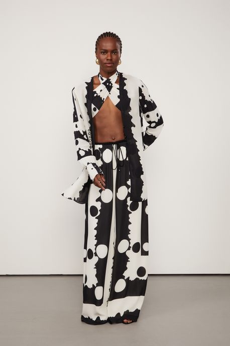 Vestido Mini Manga Longa Com Gola v Est Est Lenco Pois Recote m - 38