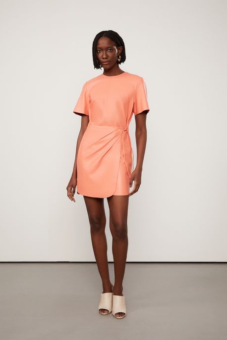 Vestido De Couro Camiseta Transpasse Coral Coral Camelia - 38