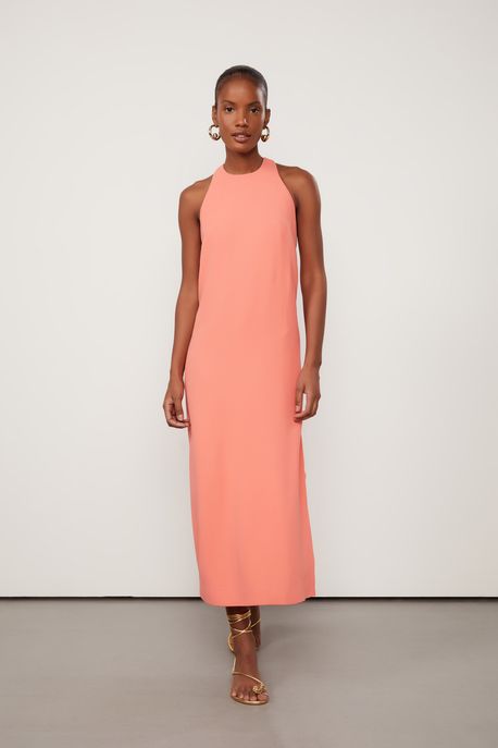 Vestido Midi Crepe Coral Camelia Coral Camelia - 38