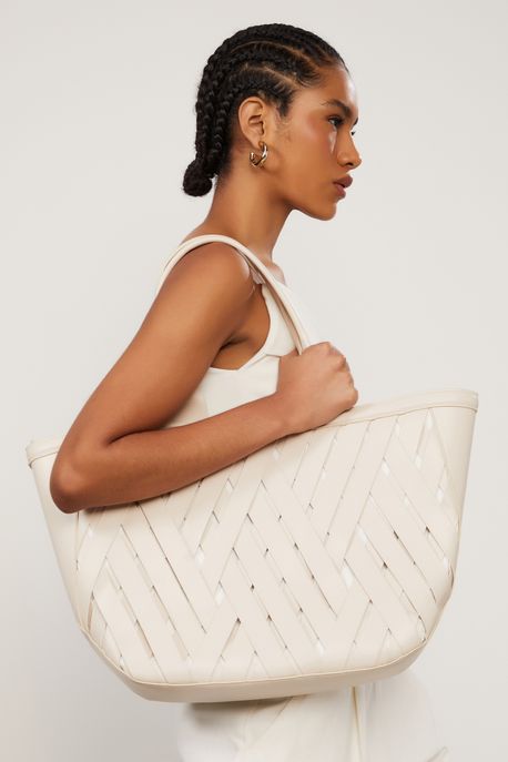 Shopping Bag De Couro Grand Tresset Bege Betula - U