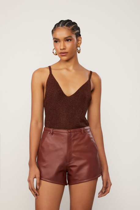 Short De Couro Debrum Asa Delta Marrom Bordo Marrom Bordo - 42