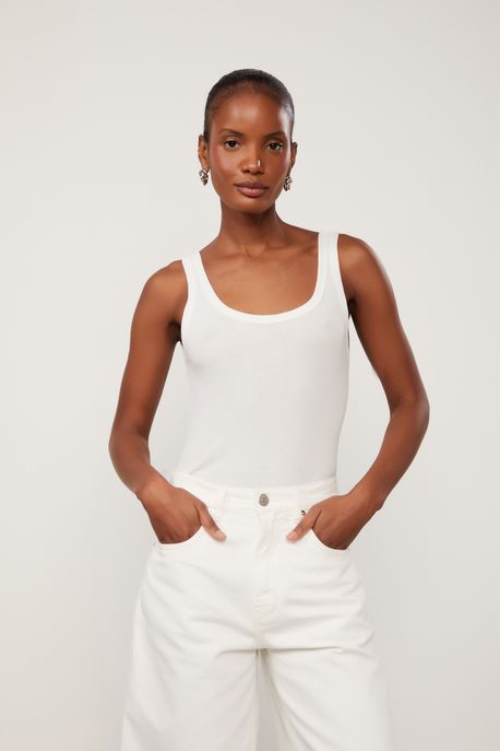 Regata De Malha Rib Basic Off White - PP