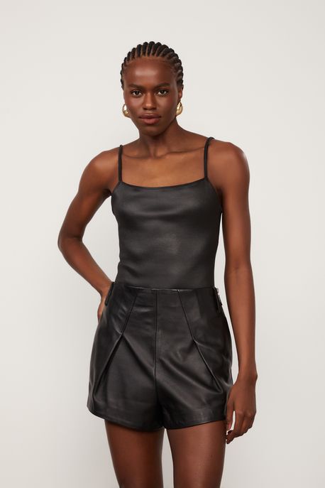 Body De Couro Stretchdecote u Preto - 36