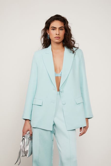 Blazer Alongado Verde Exoutique Com Bols Verde Exotique - 38