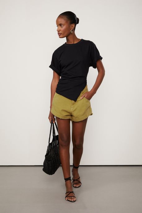 Short De Sarja Com Detalhe Barra Verde Verde Musgo - 34