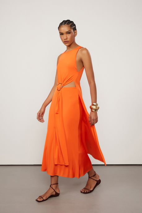 Saia De Jersey Laranja Longa Laranja Arte - M