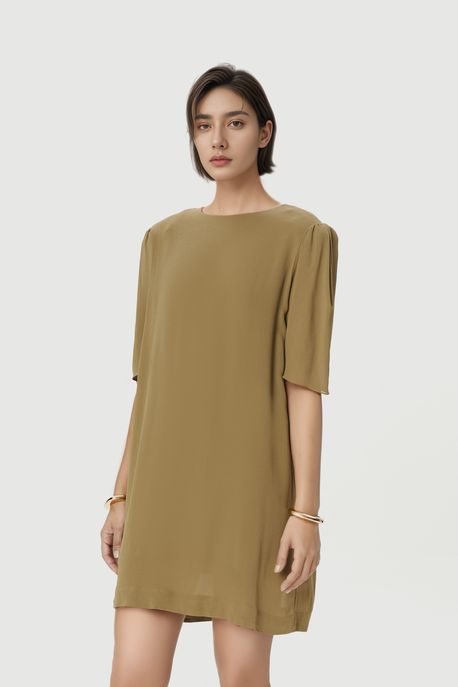 Vestido Camiseta Marrom Madeira - 44