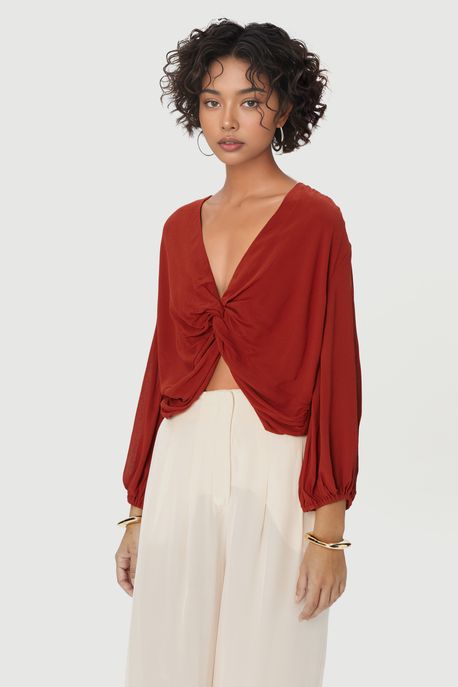 Top Franzido Vermelho Terroso - 40