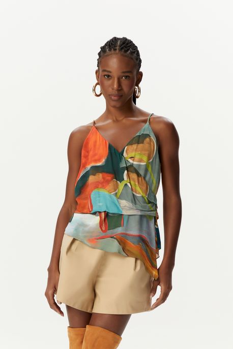 Blusa Alca Transpasse Est Floral Composto Color - 36