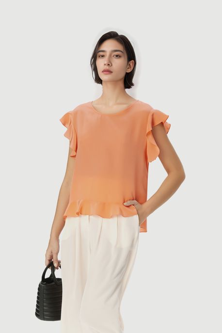 Blusa Seda Wizzi Coral Caqui - 36
