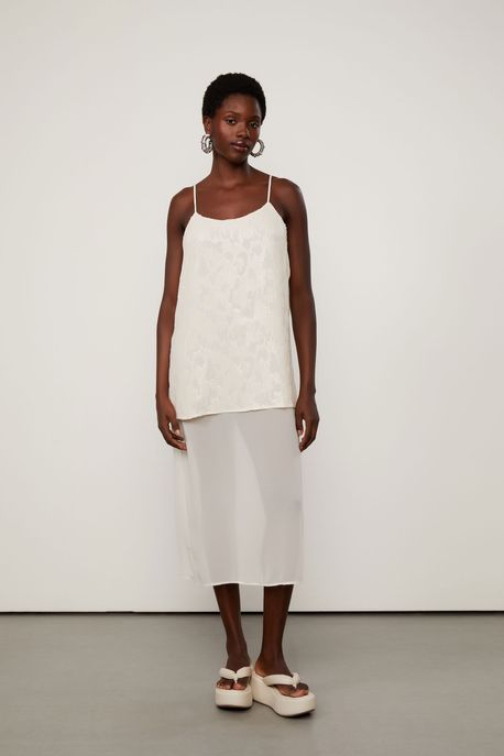 Vestido De Paetê Sobreposição Midi Bege Betula - M