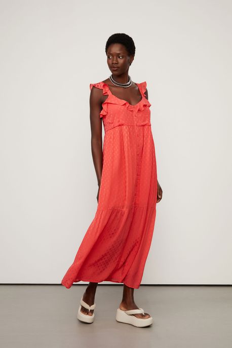 Vestido De Tecido Devorê Vista Frente Vermelho Mistico - P