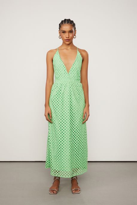 Vestido De Laise Verde Sem Mangas Verde Summer - 44