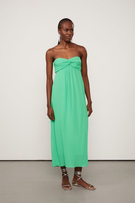 Vestido Midi Tomara Que Cai Verde Busto Torcido Verde Summer - 38