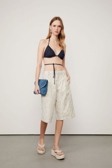 Bermuda Sarja Com Estampa Confete Clara Verde Aloe - 36