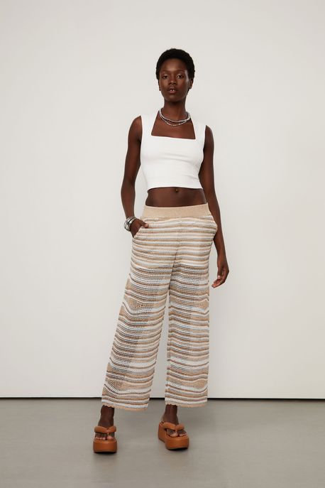 Calça De Tricot Ondas Listrado - P