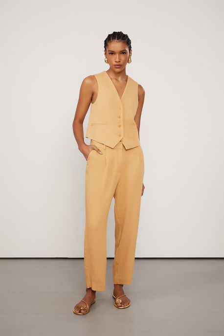 Calca Reta Caramelo Taffy Com Prega Caramelo Taffy - 40