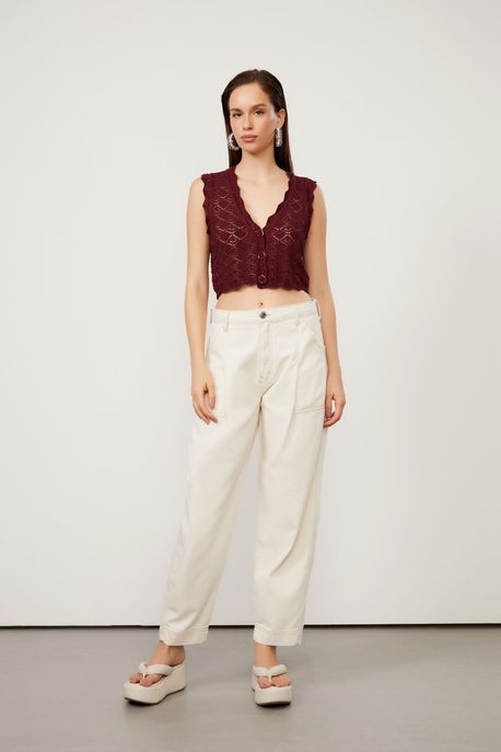 Calça Sarja Slouchy Off White - 38