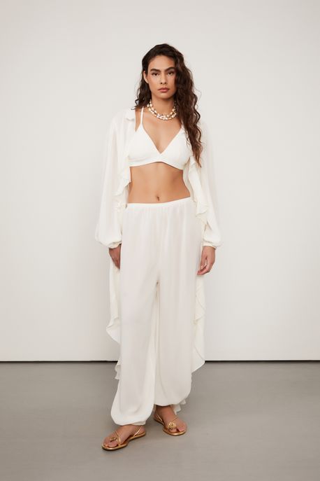 Calca Georgete Bege Kirli Bege Kirli - 38