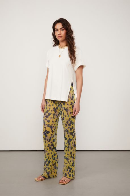Calça De Malha Lurex Floral Est Floral Vagalume Lima - P