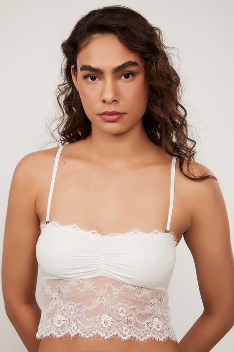 Top Faixa De Renda Flores Intimates Off White - M