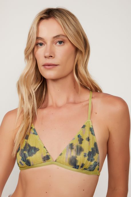 Top Triângulo De Malha Lurex Floral Intimates Est Floral Vagalume Lima - P