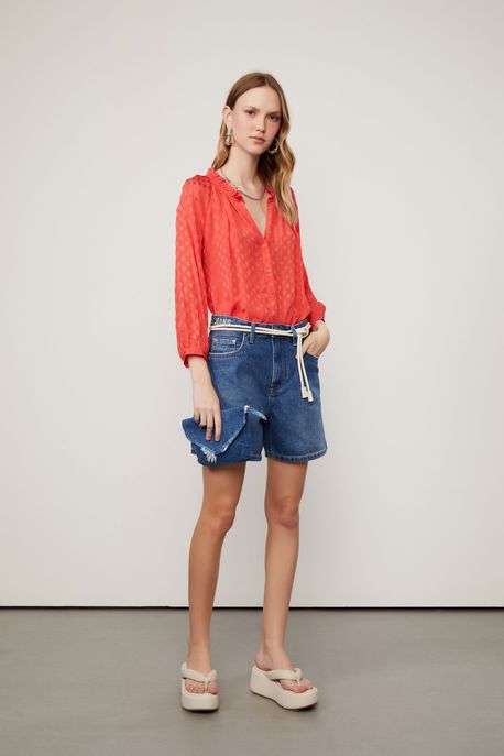 Blusa De Tecido Devorê Manga Longa Vermelho Mistico - M