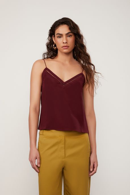 Regata De Seda Entremeios Marrom De Alça Marrom Bordo - 36