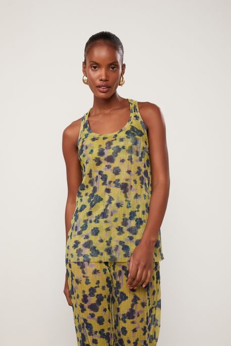 Regata De Malha Lurex Floral Est Floral Vagalume Lima - P
