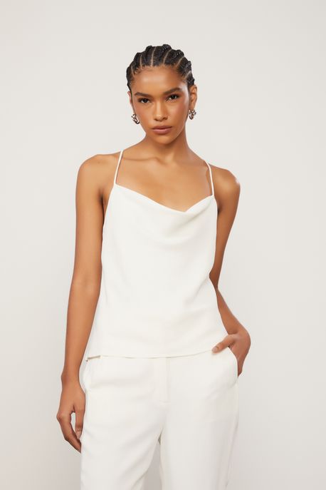 Blusa Degagê Com Alca De Crepe Off White Off White - 42