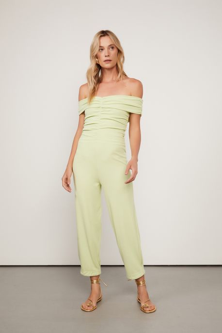 Macacão Ombro a Ombro Verde De Malha Crepe Verde Aloe - M