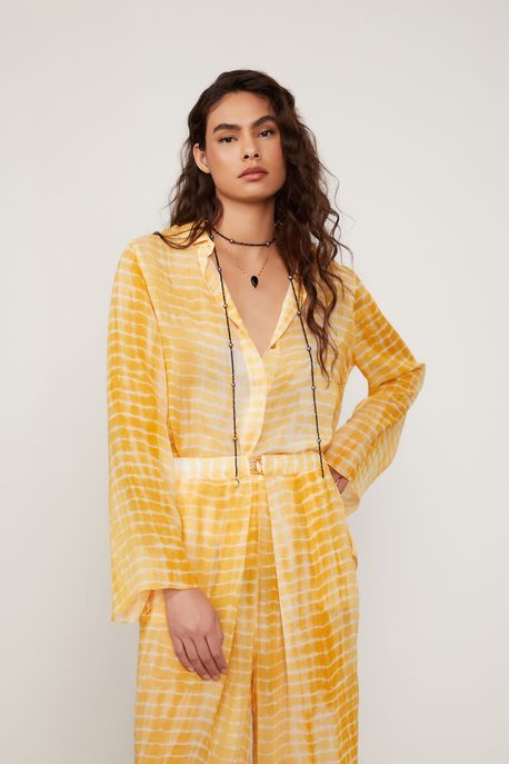 Camisa Manga Longa Tie Dye Resort Est Textura Tiedye Dourado - 40