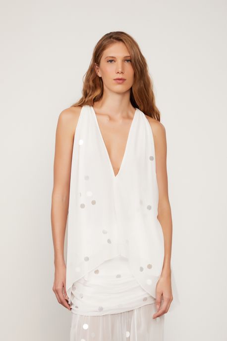 Blusa Branca Bordada Branco - 38