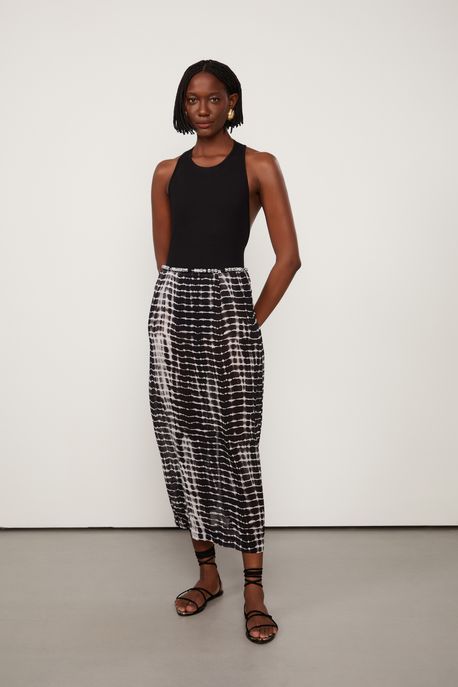 Saia Midi Tie Dye Resort Est Textura Tiedye Preto - 38