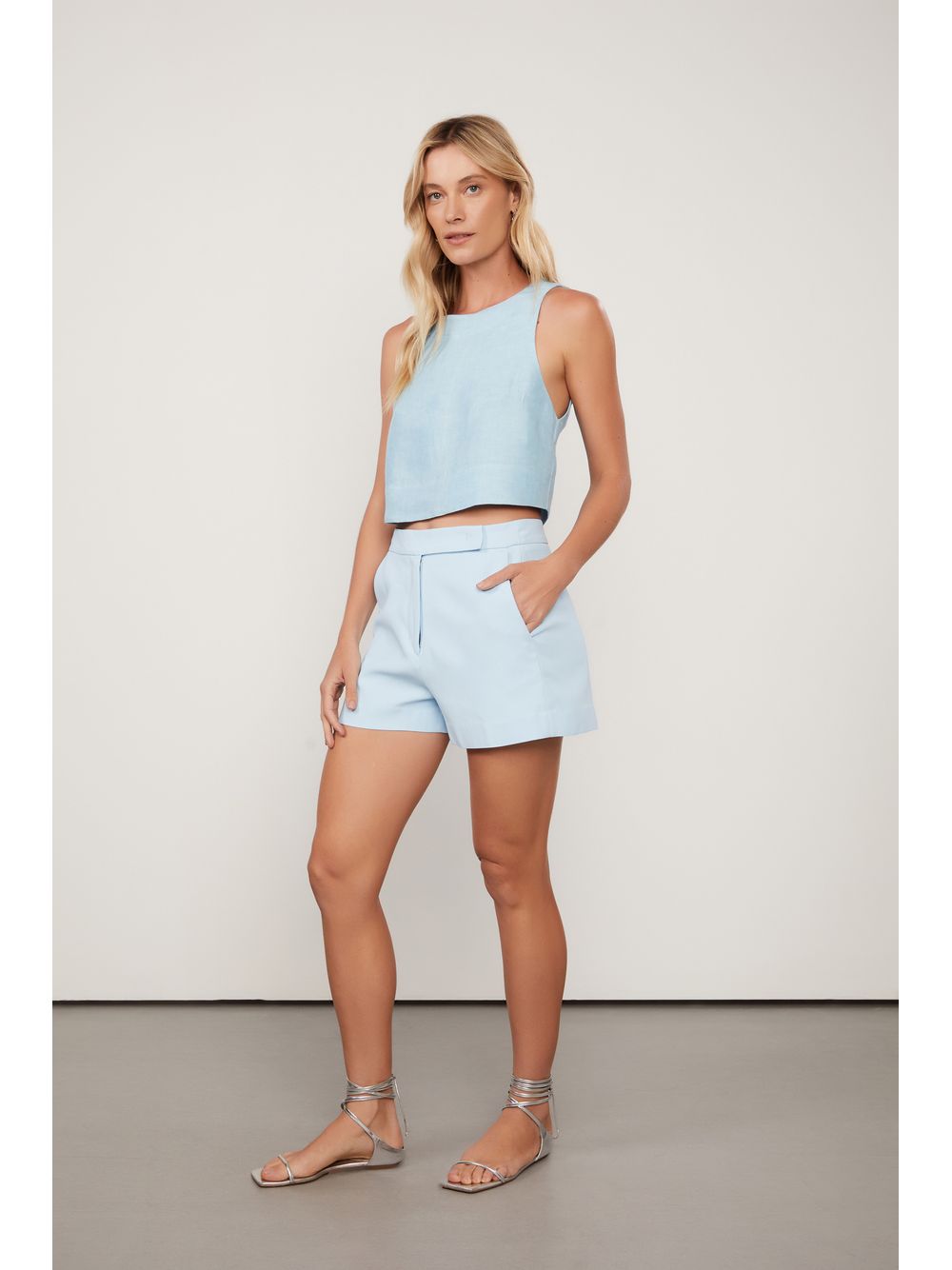 Animale — Top Cropped Básico Reto Azul