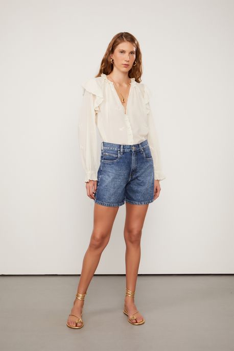Bermuda Jeans Trapezio Stoned Blue Jeans Medio - 38