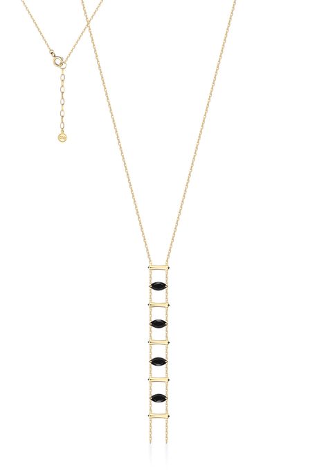 Colar Bamboo Slim Oa/ C/ Quartzo/ Diam Black - U