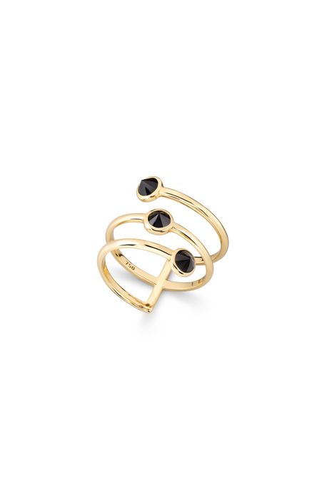 Anel Simple Black Oa/ Quartzo Negro - 17
