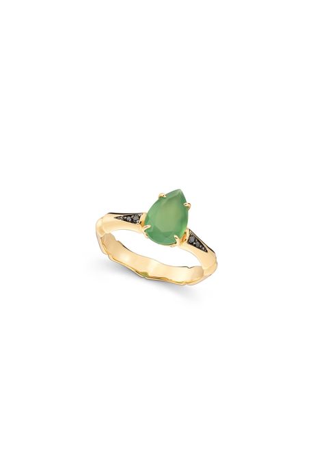 Anel Bamboo Stone Oa C/Agata Verde/Diam Black - 17