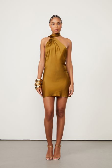 Vestido Mini Verde Musgo Um Ombro So Verde Musgo - 44