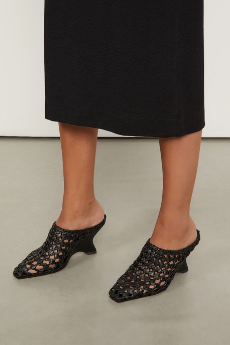 Mule De Couro Tresset Quadrada Preto - 35