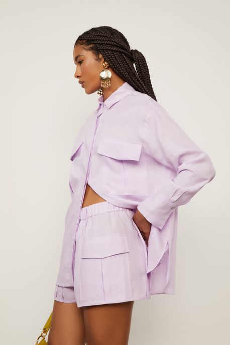 Short De Linho Rosa Vintage Rosa Vintage - 36