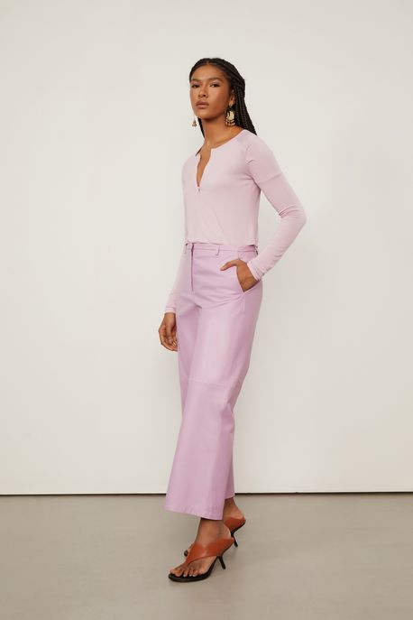 Calça De Couro Clássica Rosa Rosa Vintage - 42