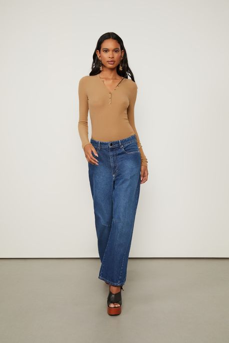 Calça Jeans Prega Joelho Jeans Medio - 42