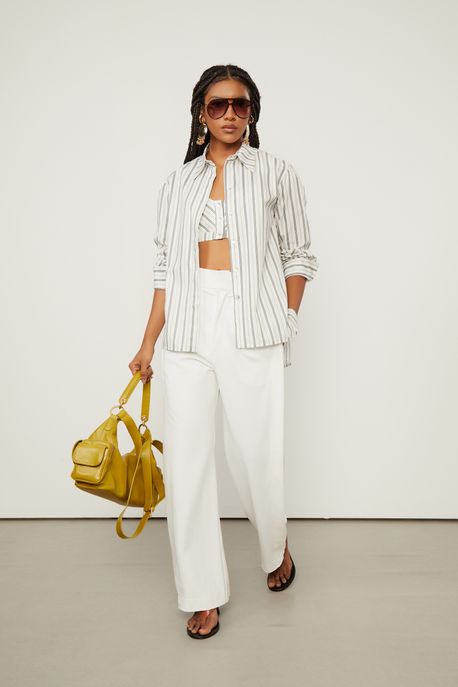 Camisa Com Top Listra Off White - 34